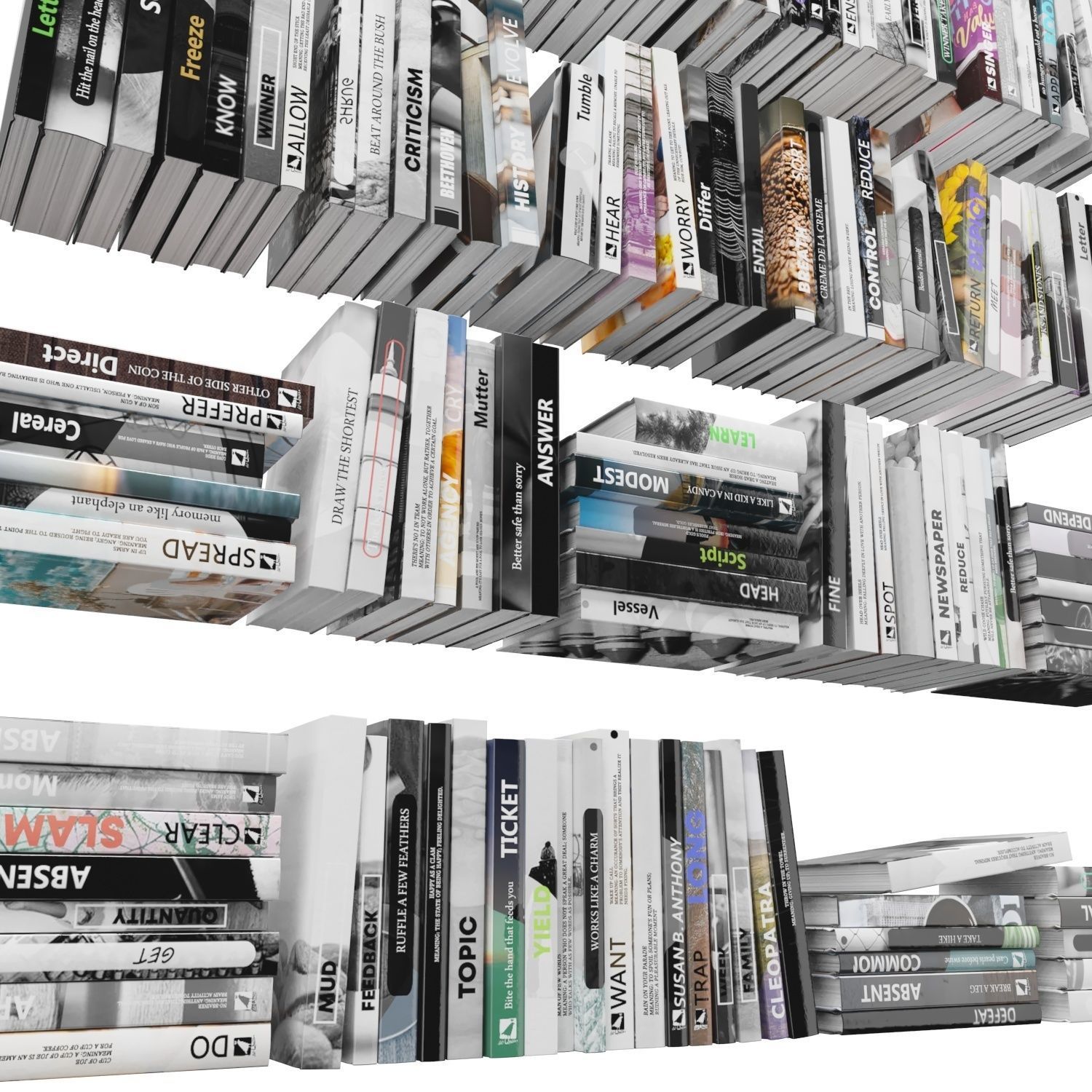 Books 150 pieces 4-6-1 Low-poly 3D model_16