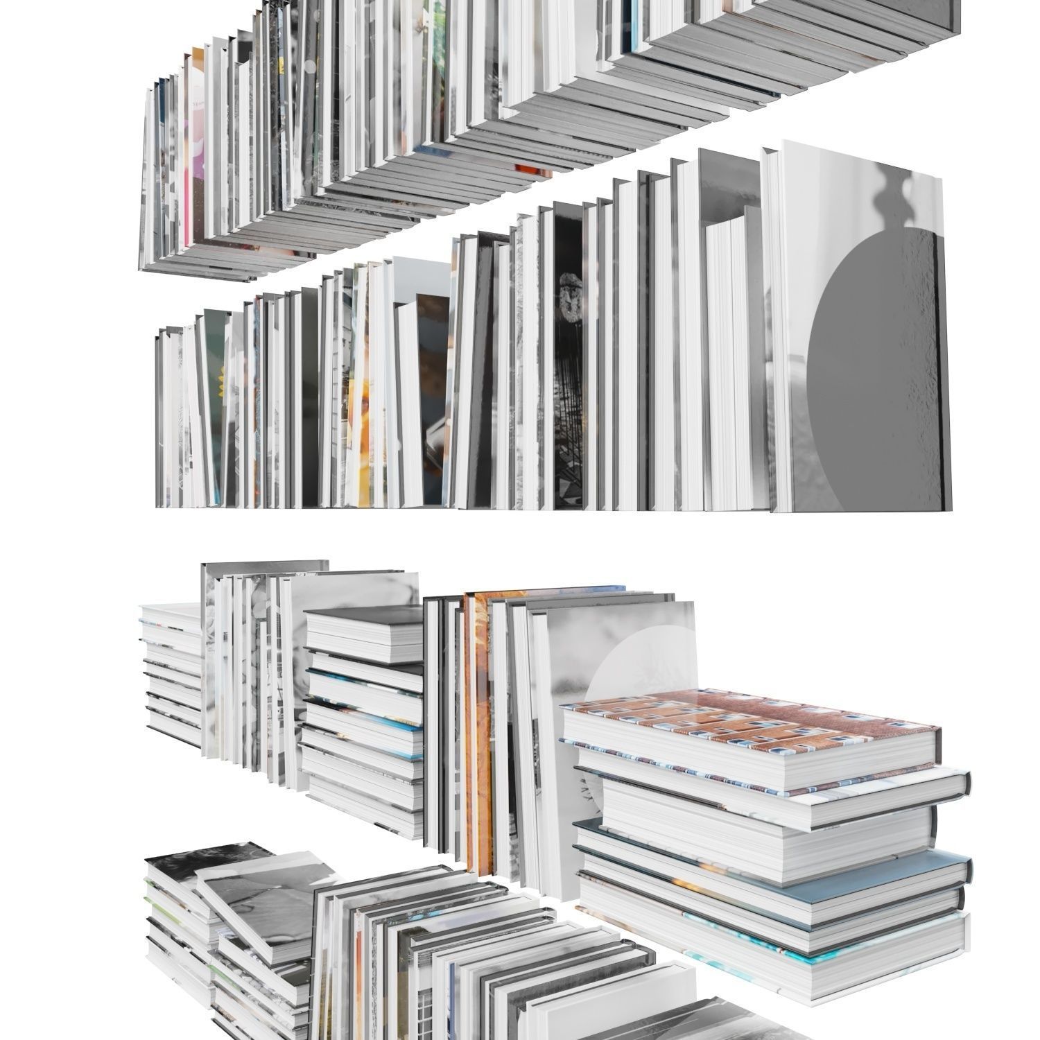 Books 150 pieces 4-6-1 Low-poly 3D model_13