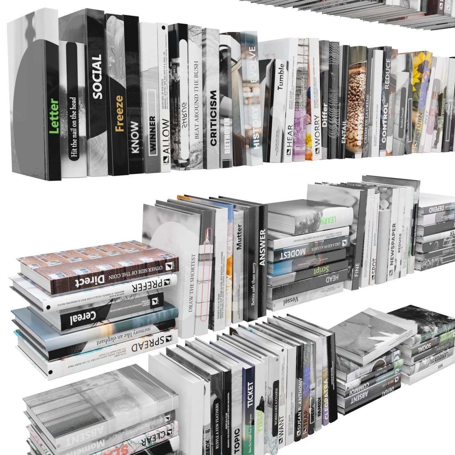 Books 150 pieces 4-6-1 Low-poly 3D model_19