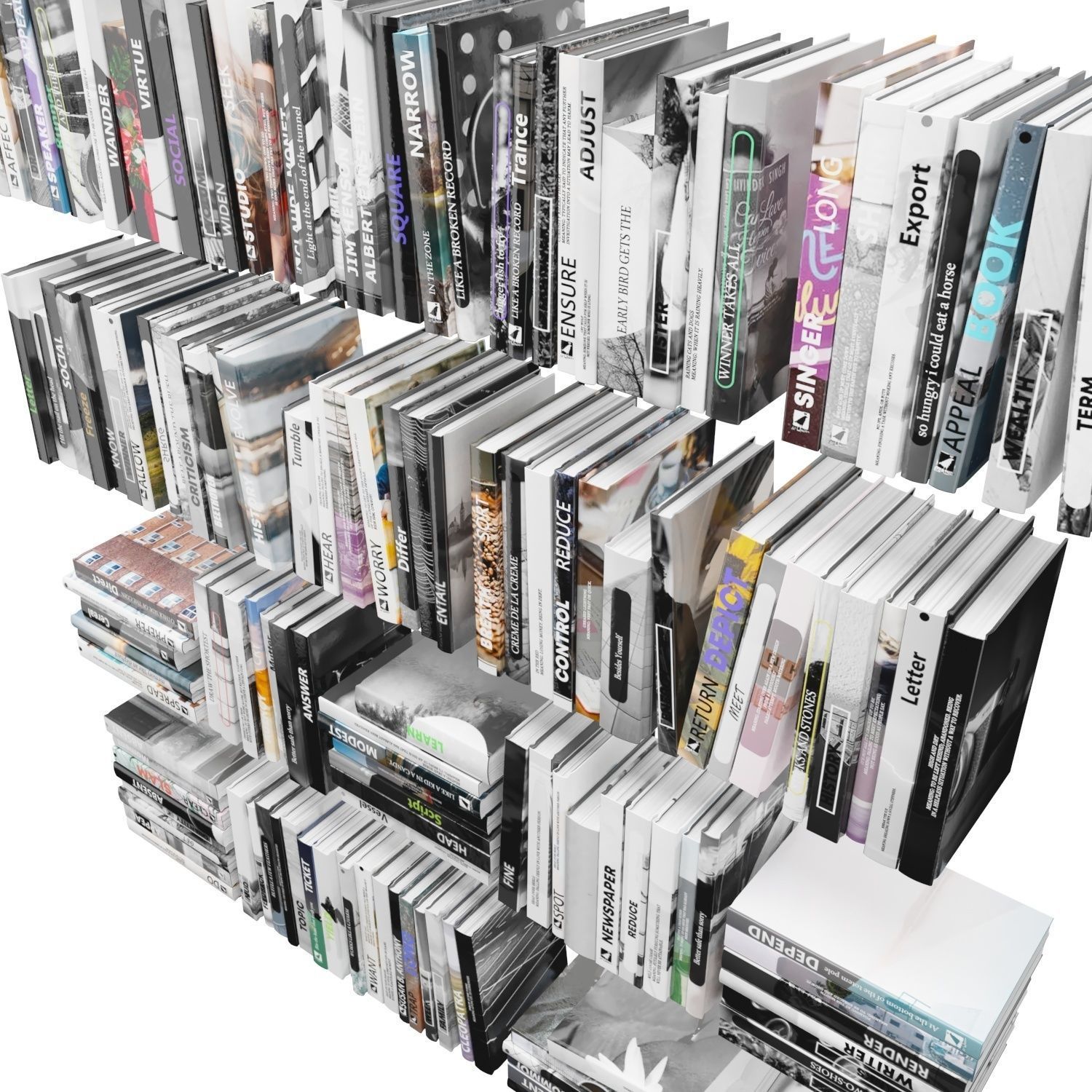 Books 150 pieces 4-6-1 Low-poly 3D model_21