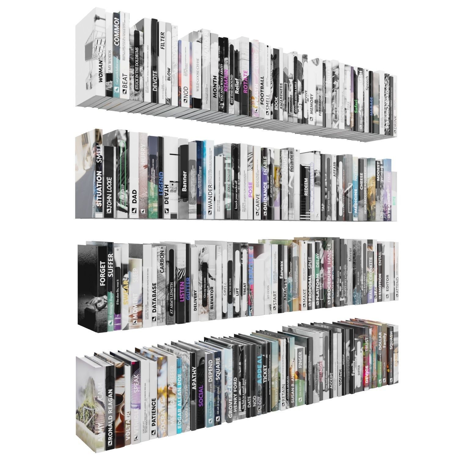 Books 150 pieces 4-7-1 Low-poly 3D model_3