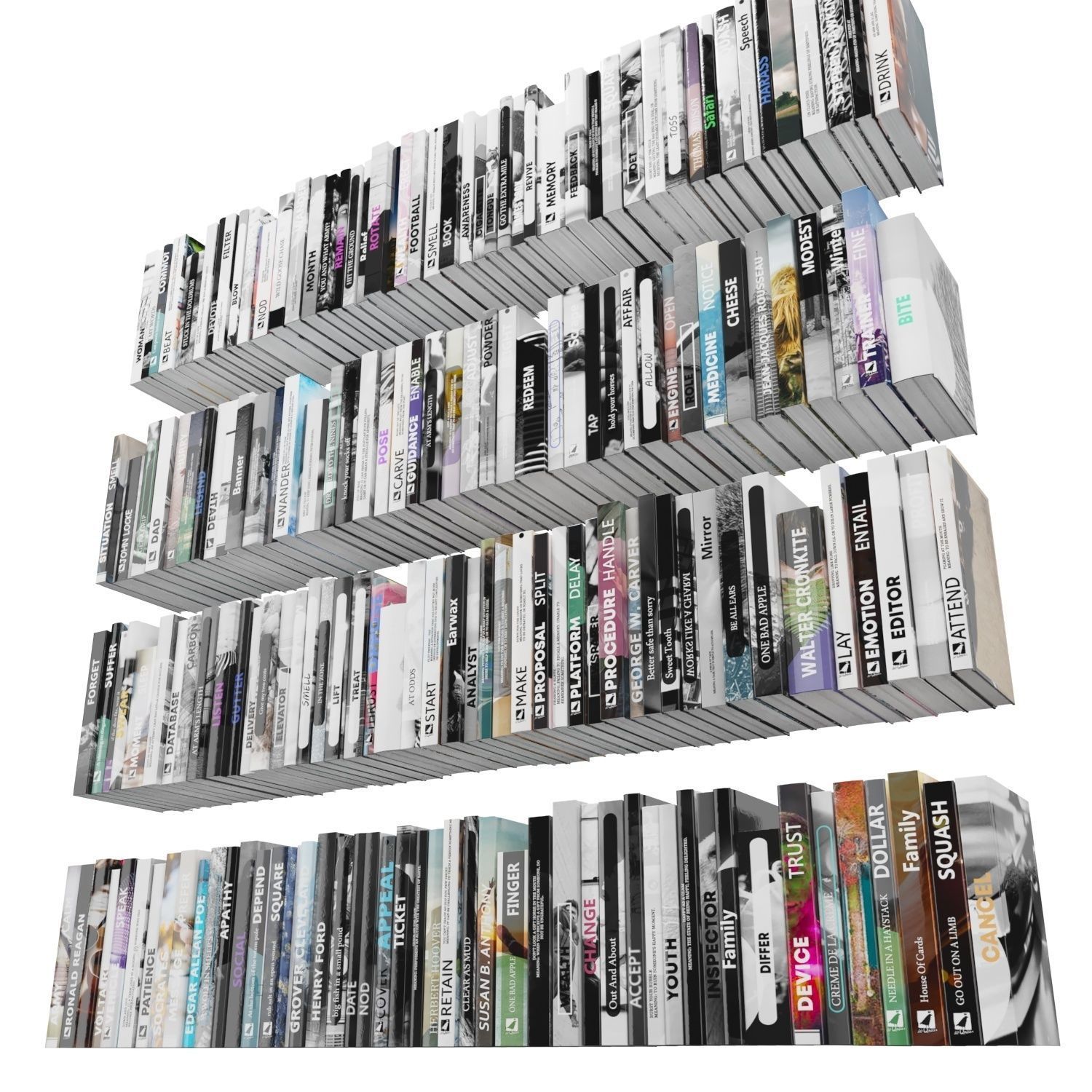 Books 150 pieces 4-7-1 Low-poly 3D model_4
