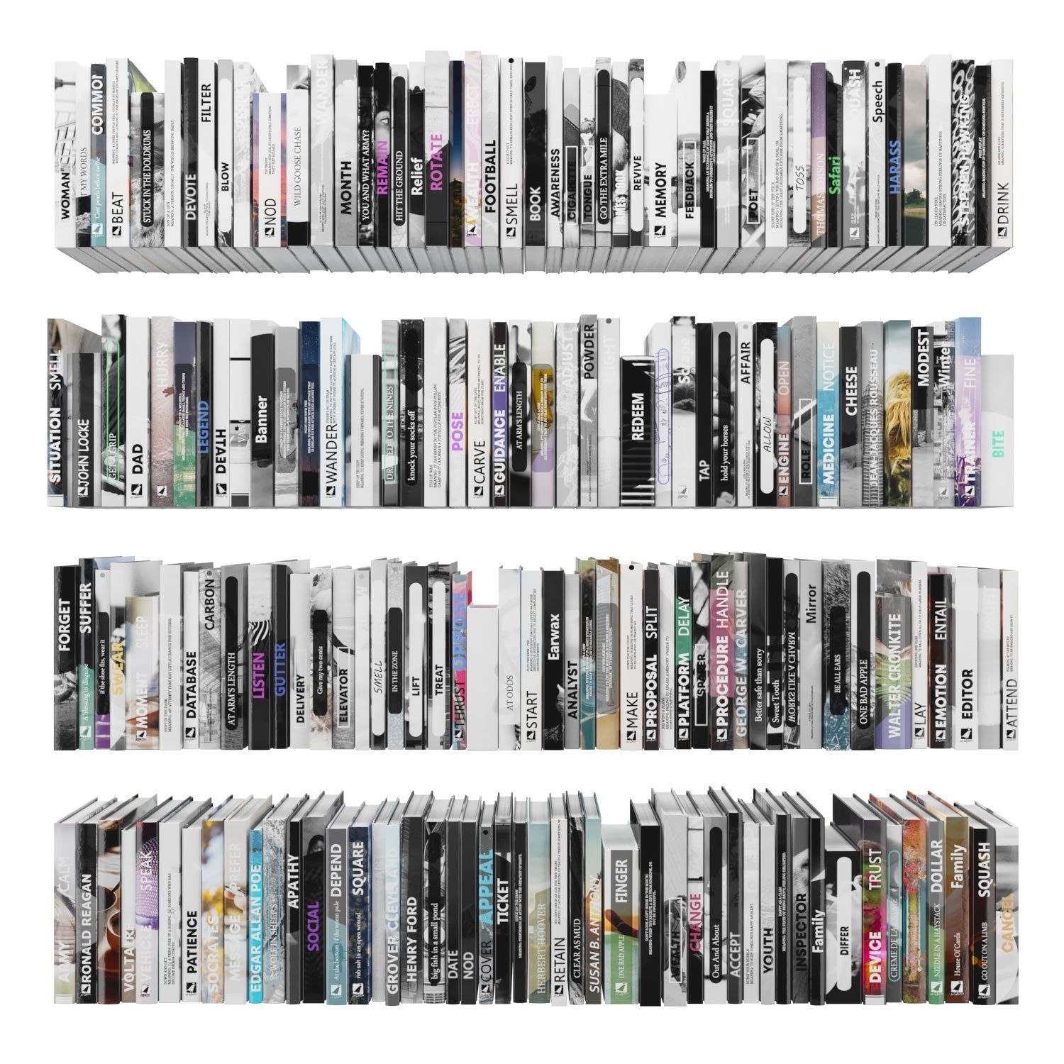 Books 150 pieces 4-7-1 Low-poly 3D model_1