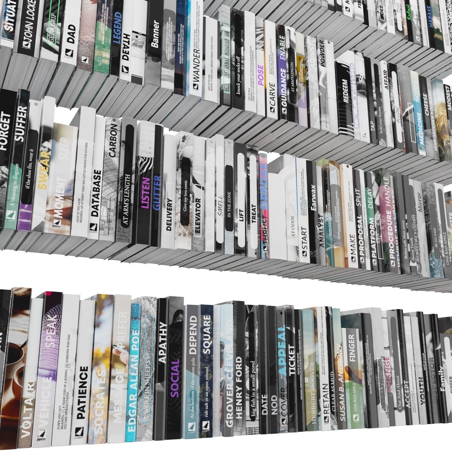 Books 150 pieces 4-7-1 Low-poly 3D model_16