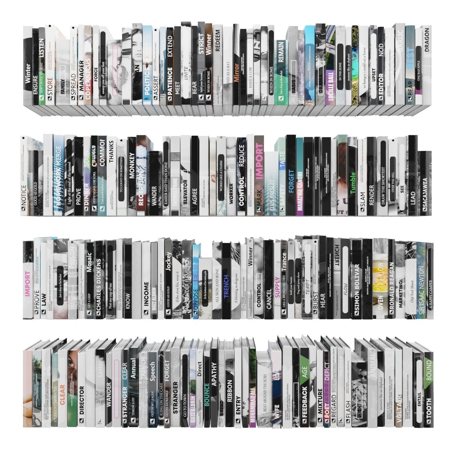 Books 150 pieces 4-7-2 Low-poly 3D model_1