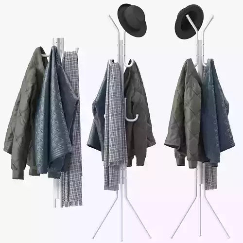 Metal Tripod Stand Coat Rack 3D model