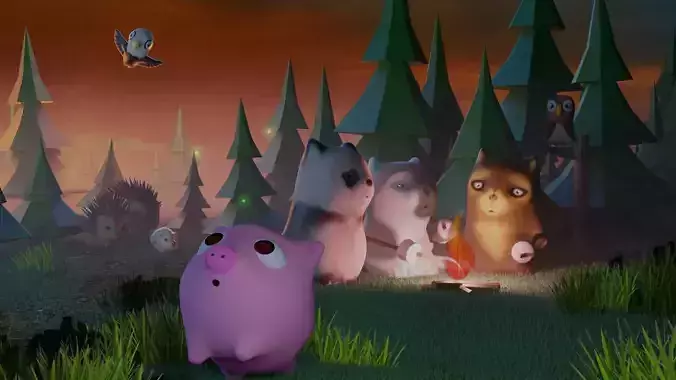 Low Poly Forest Animals Animated Low-poly 3D model