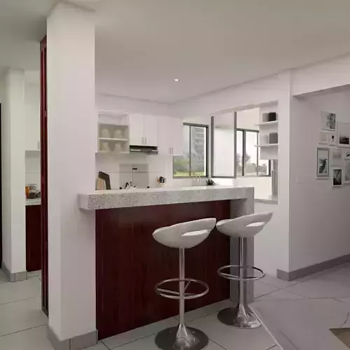 Living room Dinning room and Kitchen SketchUp