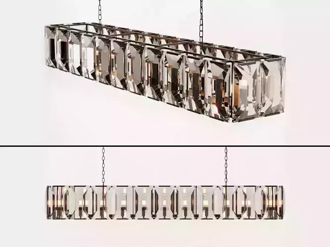 Restoration Hardware  HARLOW CRYSTAL RECTANGULAR CHANDELIER 74