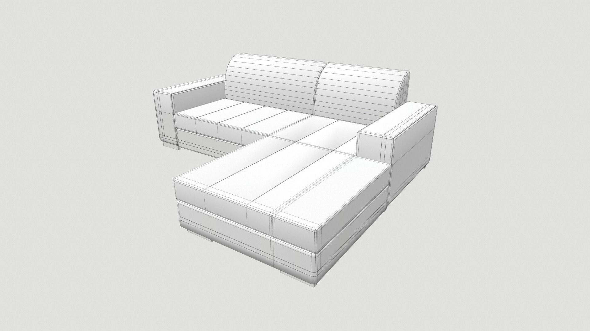 SofaBed Standard Low-poly 3D model_9
