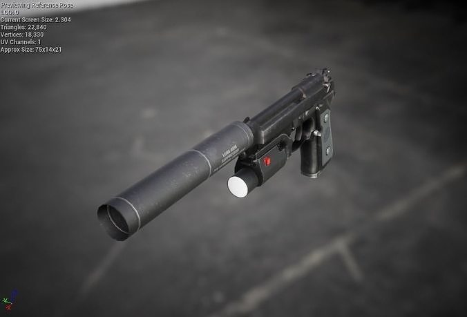 Beretta gta san andreas gun mod 3D model