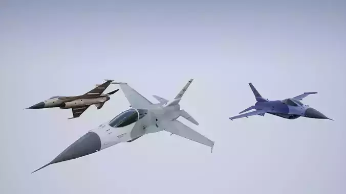Animated Jet fighter f-16 falcon low poly Low-poly 3D model