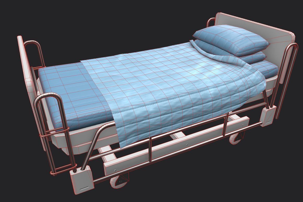 Hospital Bed Low-poly 3D model_2