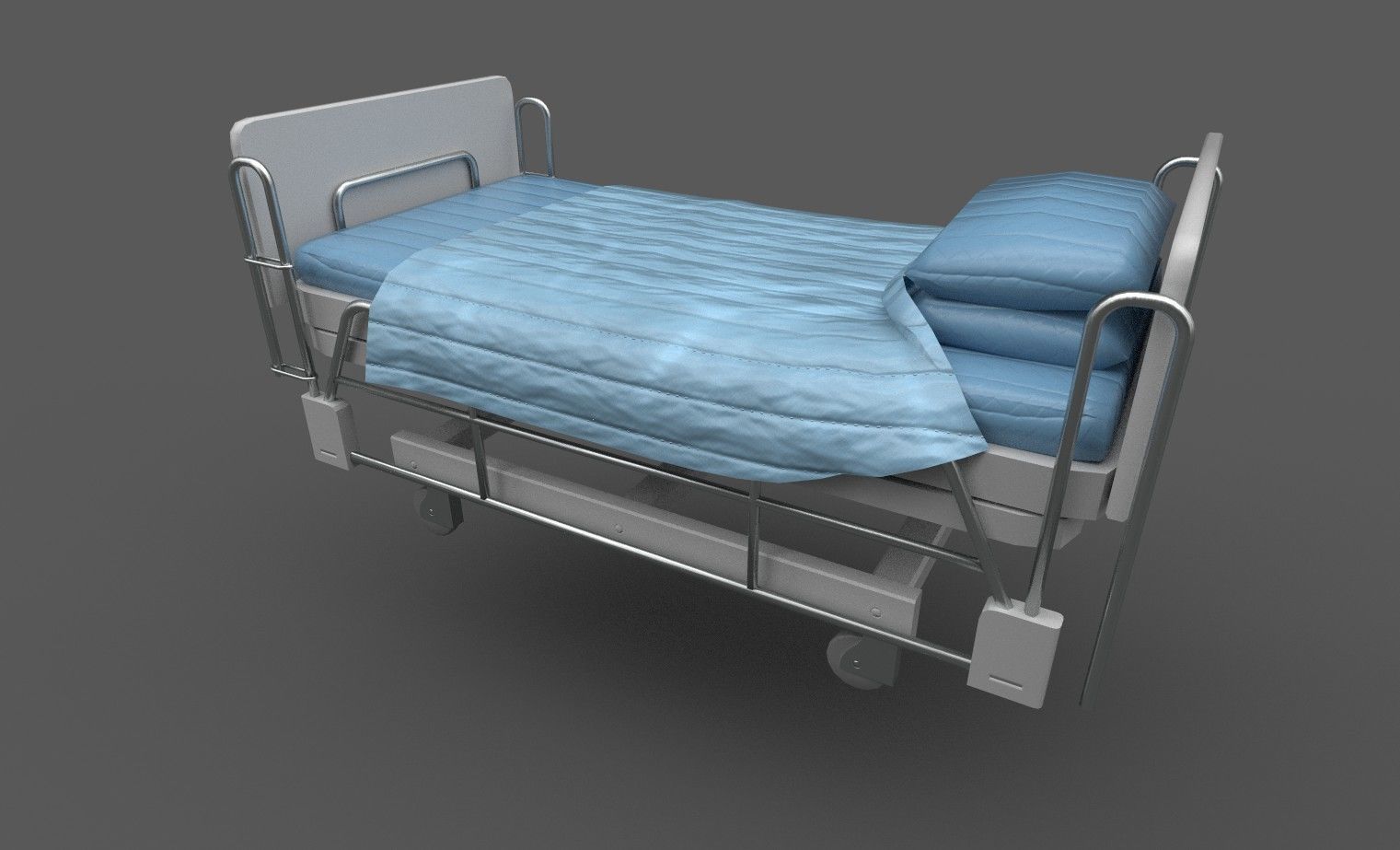 Hospital Bed Low-poly 3D model_1