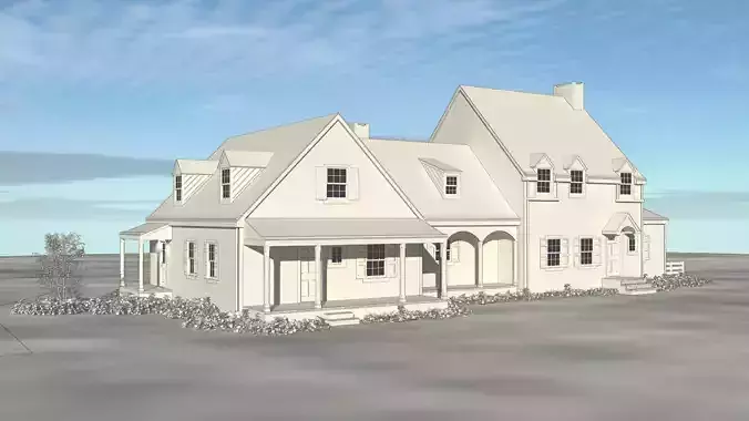 Colonial Revival Farm House 3D print model