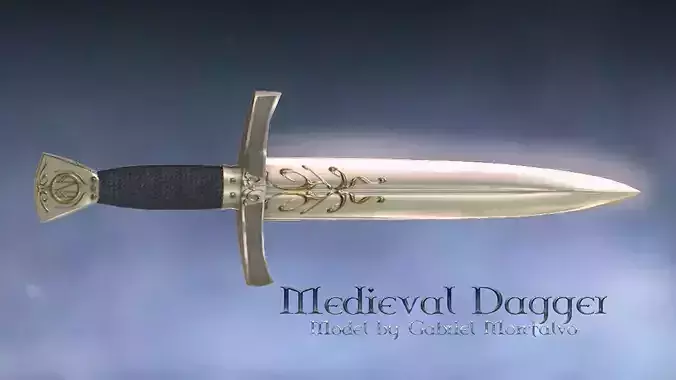 Medieval Dagger - Game ready - Low poly 3d model and textures