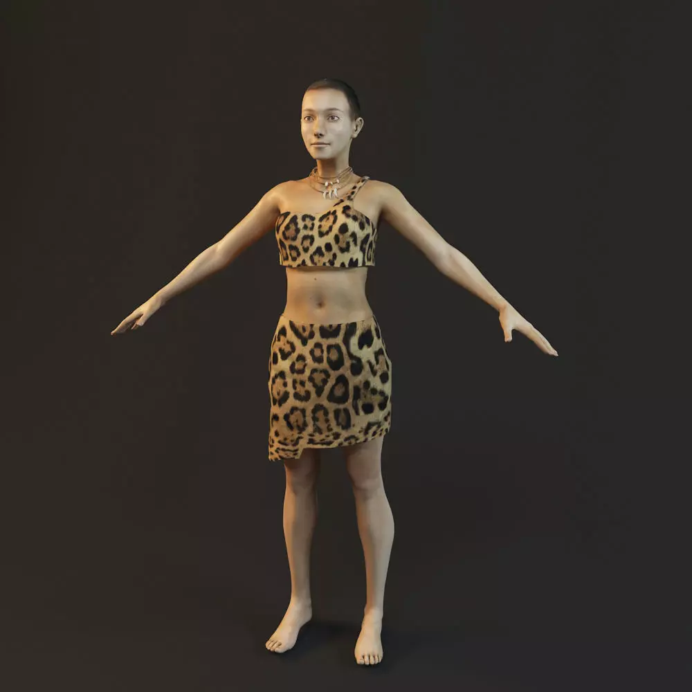 primitive ancients forefathers hominids eld-women Low-poly 3D model_0