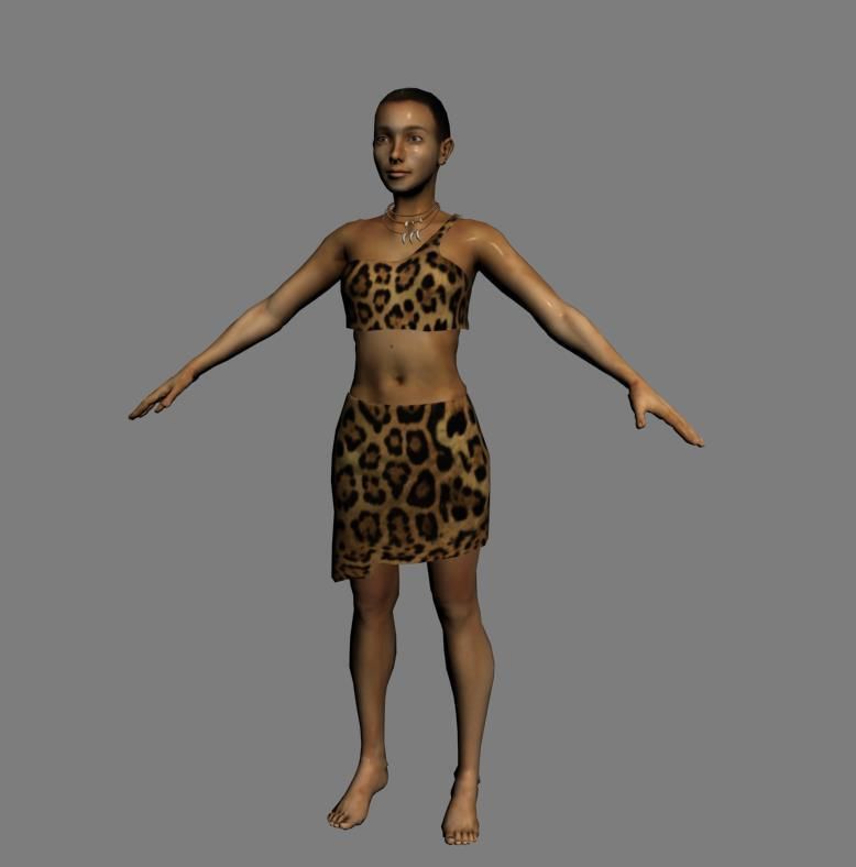 primitive ancients forefathers hominids eld-women Low-poly 3D model_2