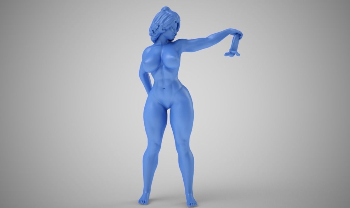 Woman Waving a Handkerchief 3D print model_2