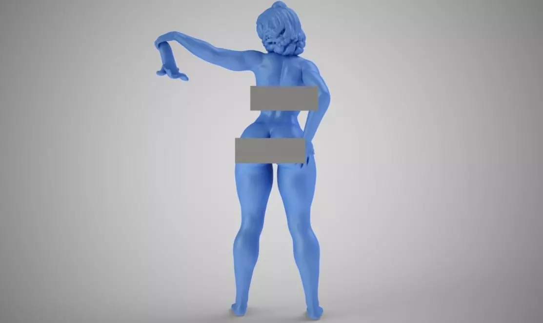 Woman Waving a Handkerchief 3D print model_0