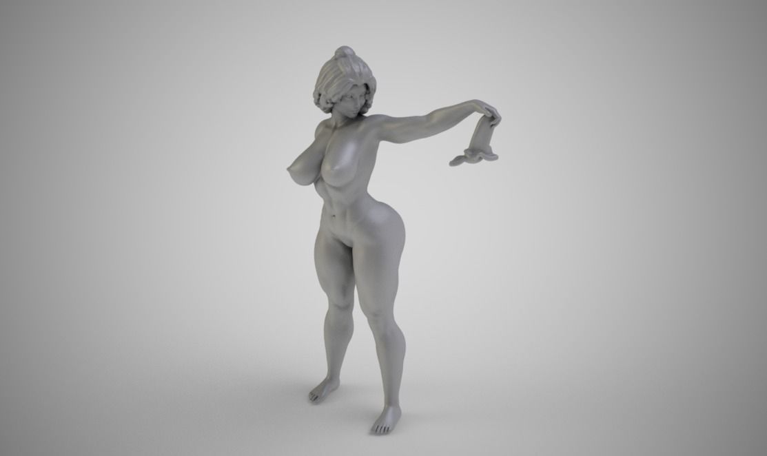 Woman Waving a Handkerchief 3D print model_8