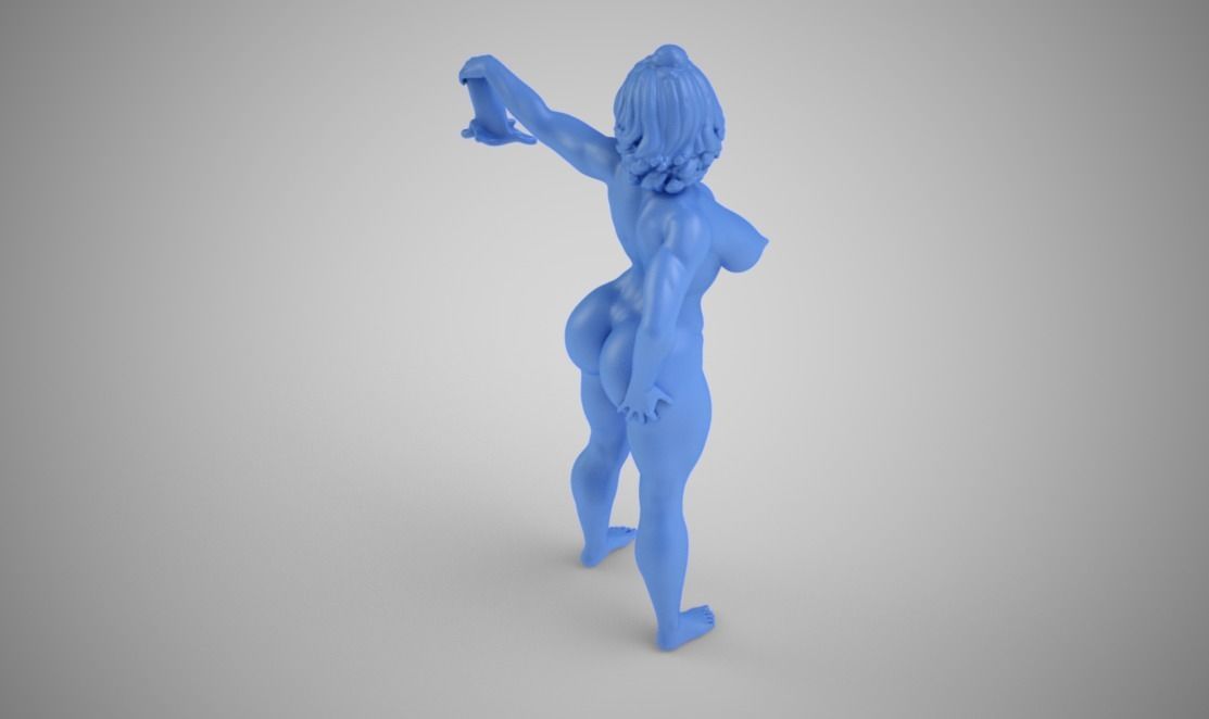 Woman Waving a Handkerchief 3D print model_3