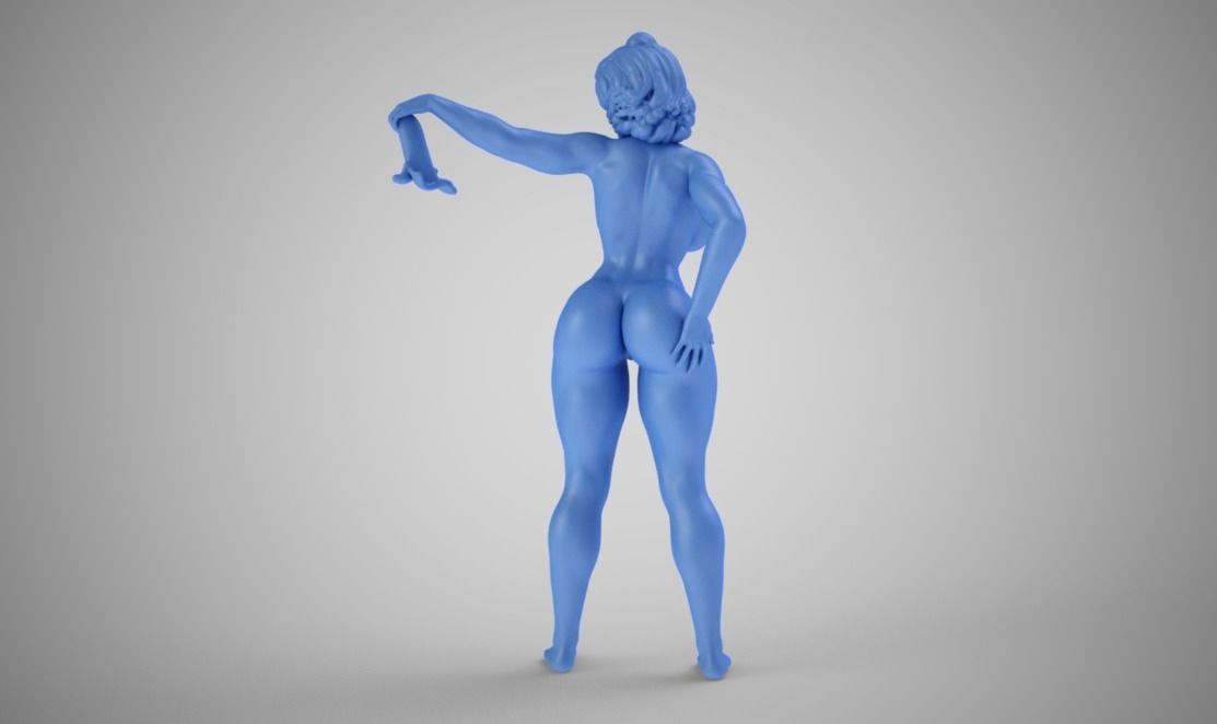 Woman Waving a Handkerchief 3D print model_1