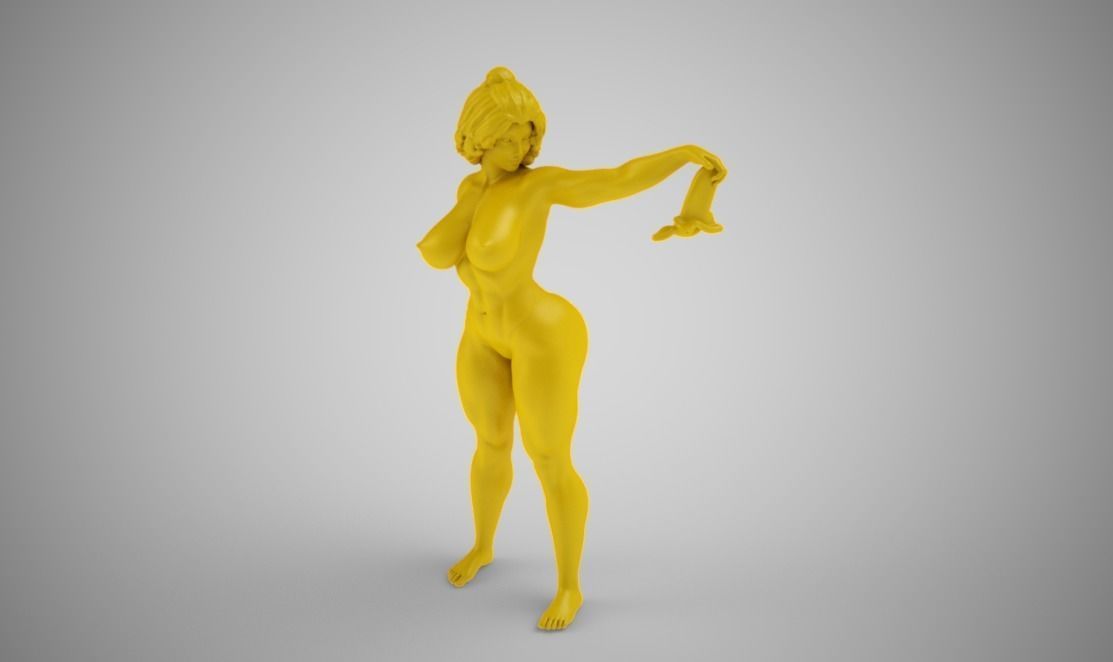 Woman Waving a Handkerchief 3D print model_7