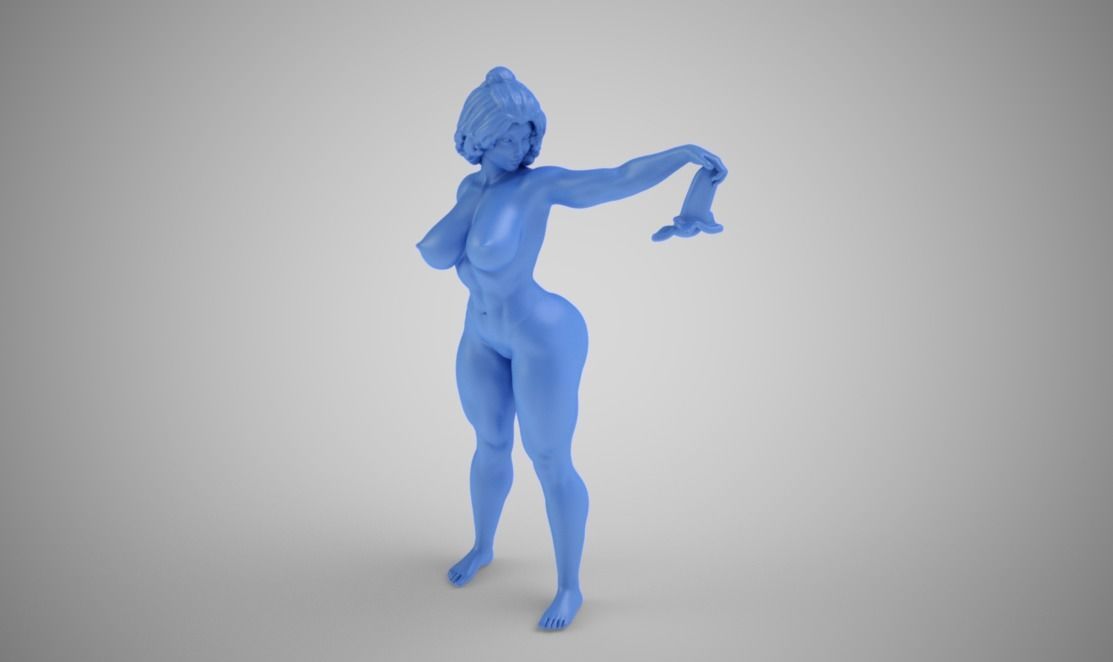 Woman Waving a Handkerchief 3D print model_4