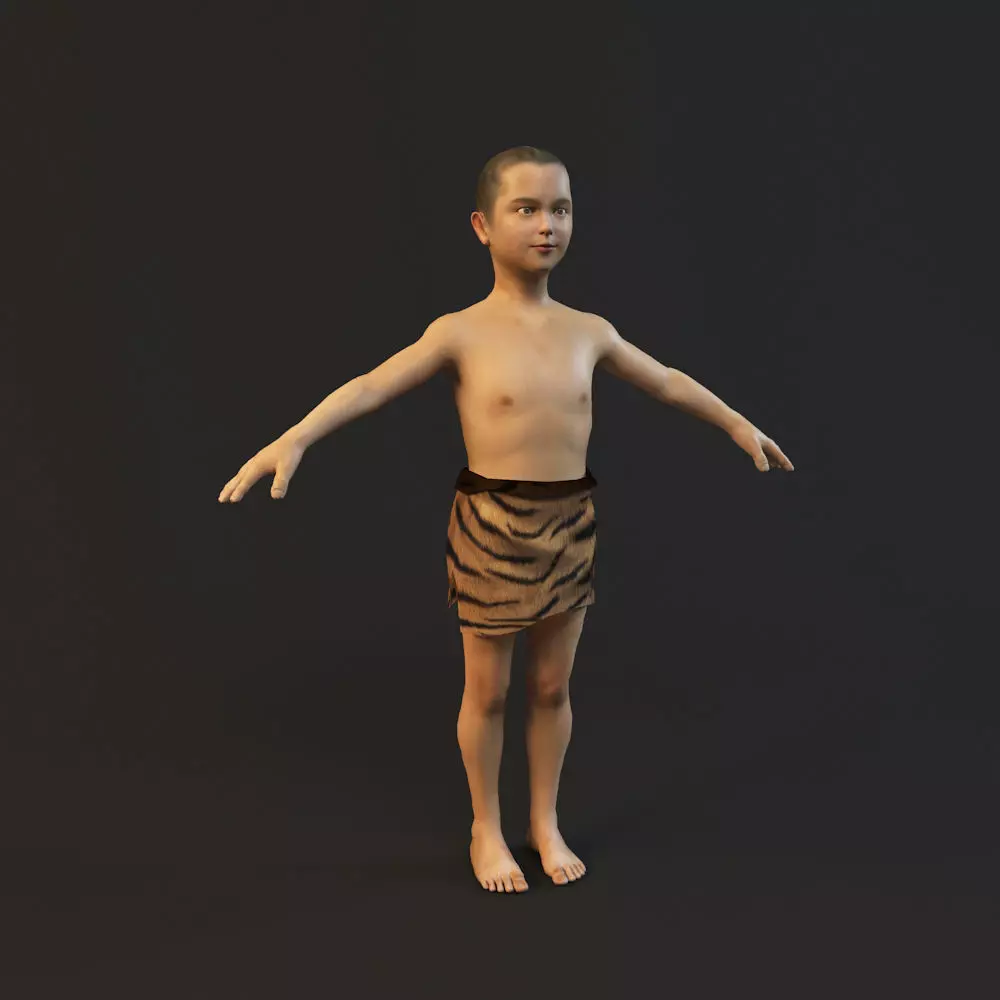 primitive ancients forefathers hominids eld- Child Low-poly 3D model_0