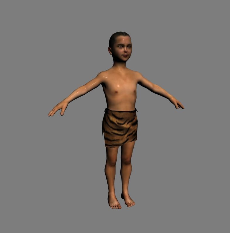 primitive ancients forefathers hominids eld- Child Low-poly 3D model_2