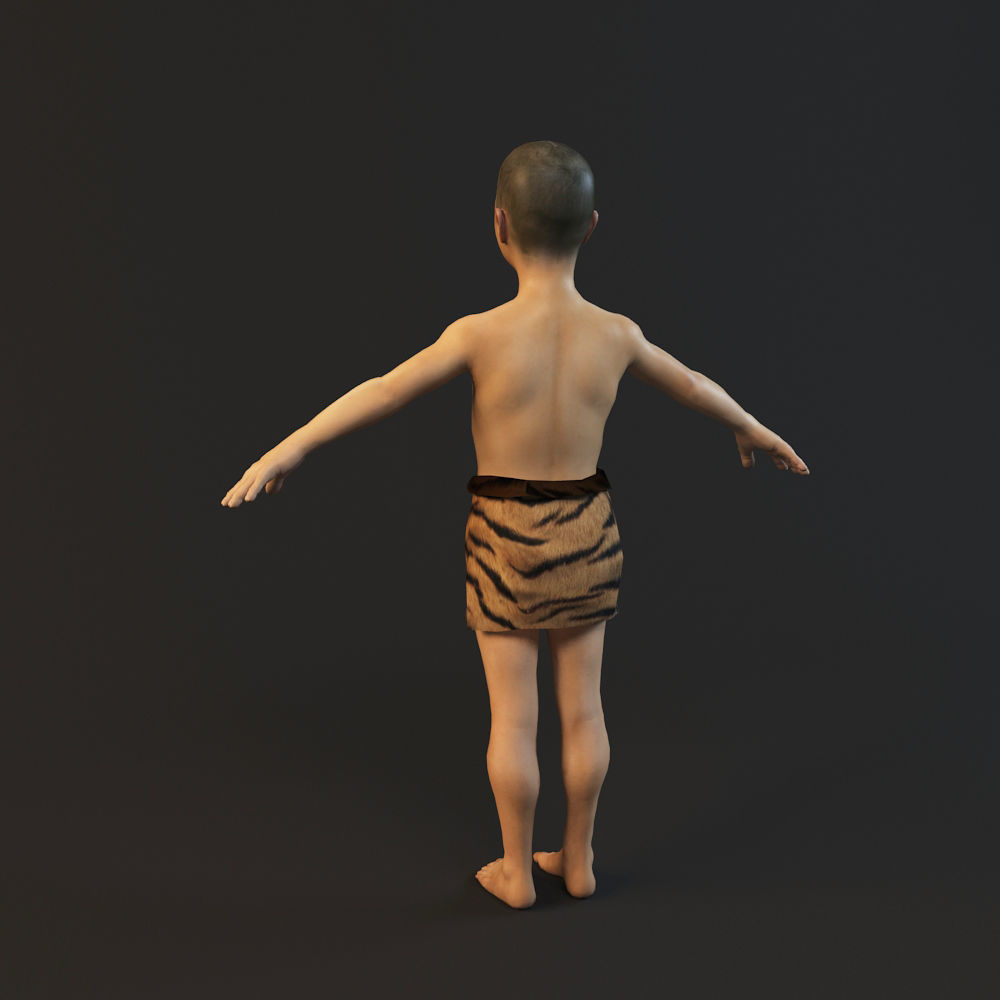 primitive ancients forefathers hominids eld- Child Low-poly 3D model_1