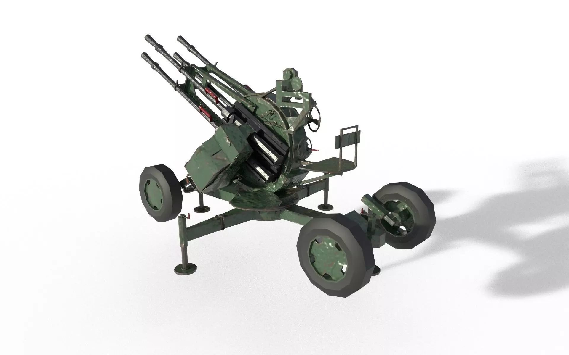 ZPU-4 Anti-aircraft quadruple guns Low-poly 3D model