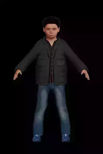 Cute kid boy Low-poly 3D model