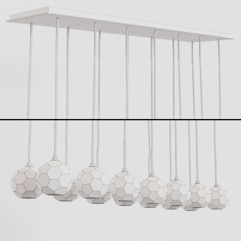 BOULE DE CRISTAL LINEAR CLUSTER CHANDELIER 48 3D model_2