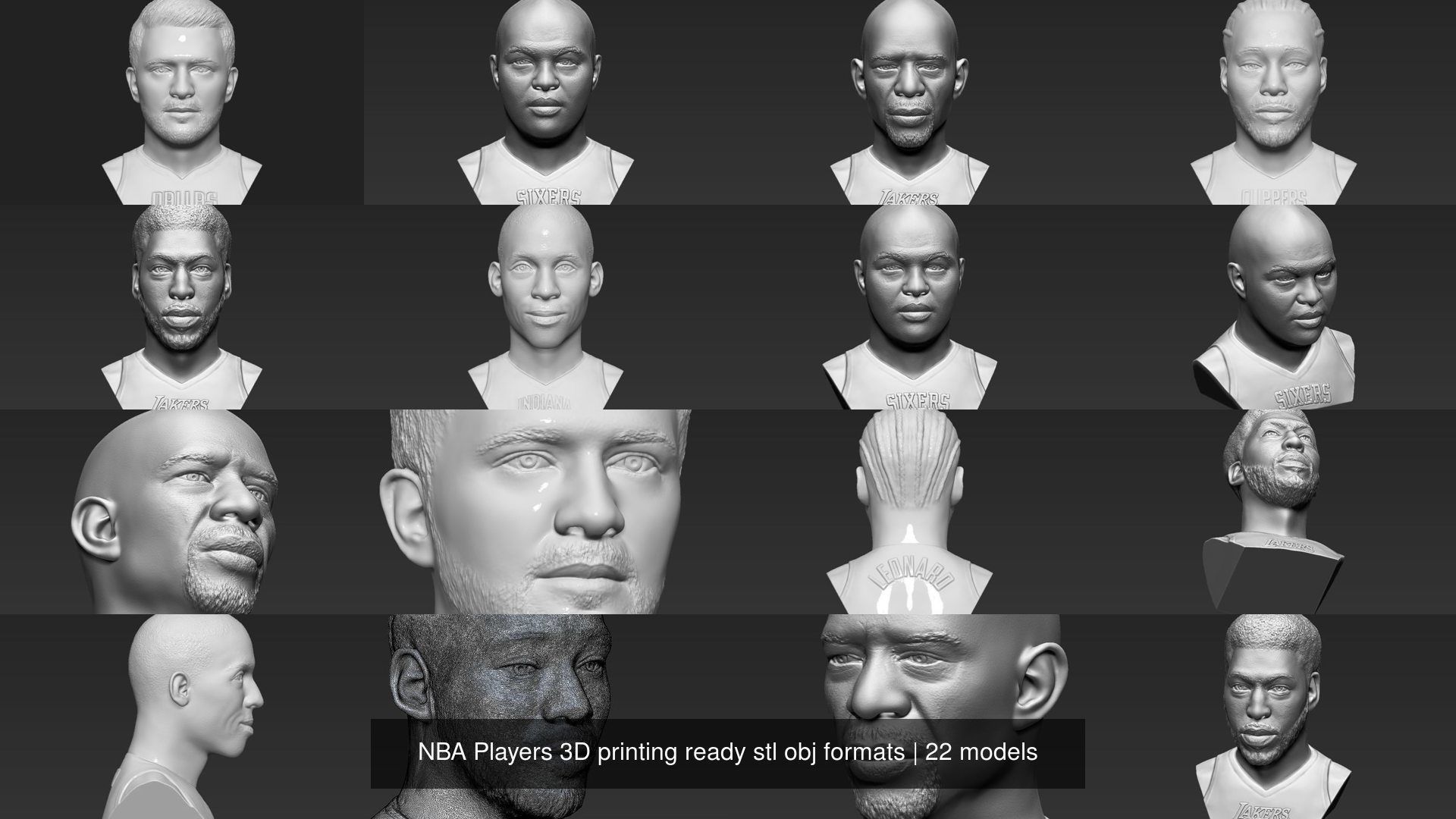 NBA Players 3D printing ready stl obj formats 3D Model Collection_4