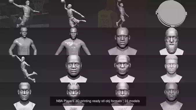 NBA Players 3D printing ready stl obj formats 3D Model Collection