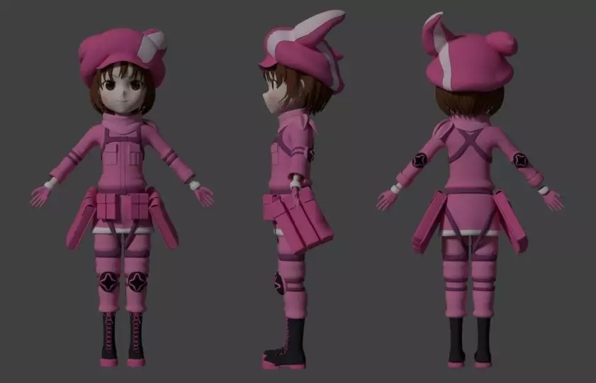 Lenn Sword Art Online alternative gun gale online 3D model_0