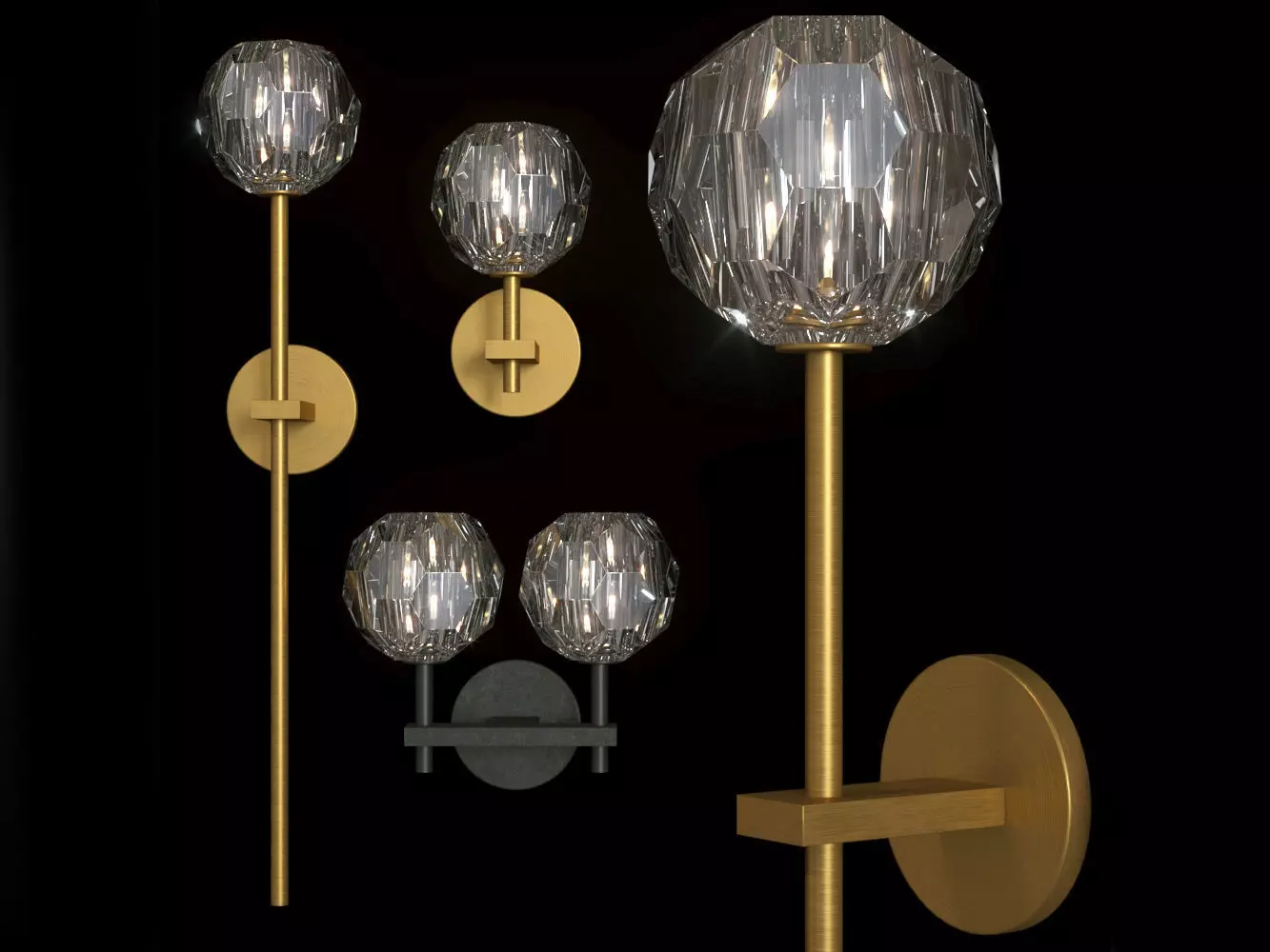 Restoration Hardware BOULE DE CRISTAL SCONCE SET 3D model_0