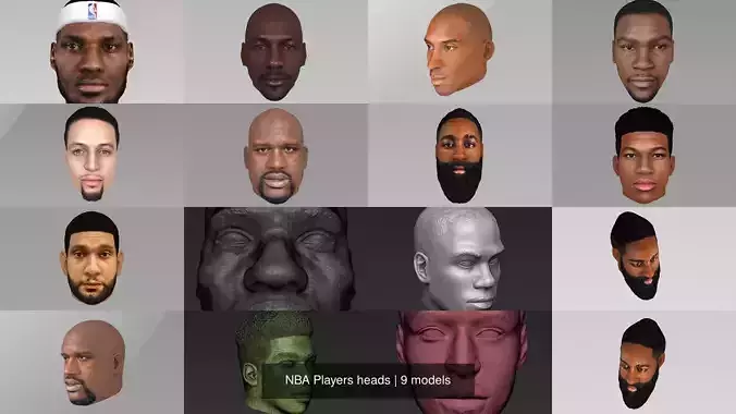 NBA Players heads 3D Model Collection
