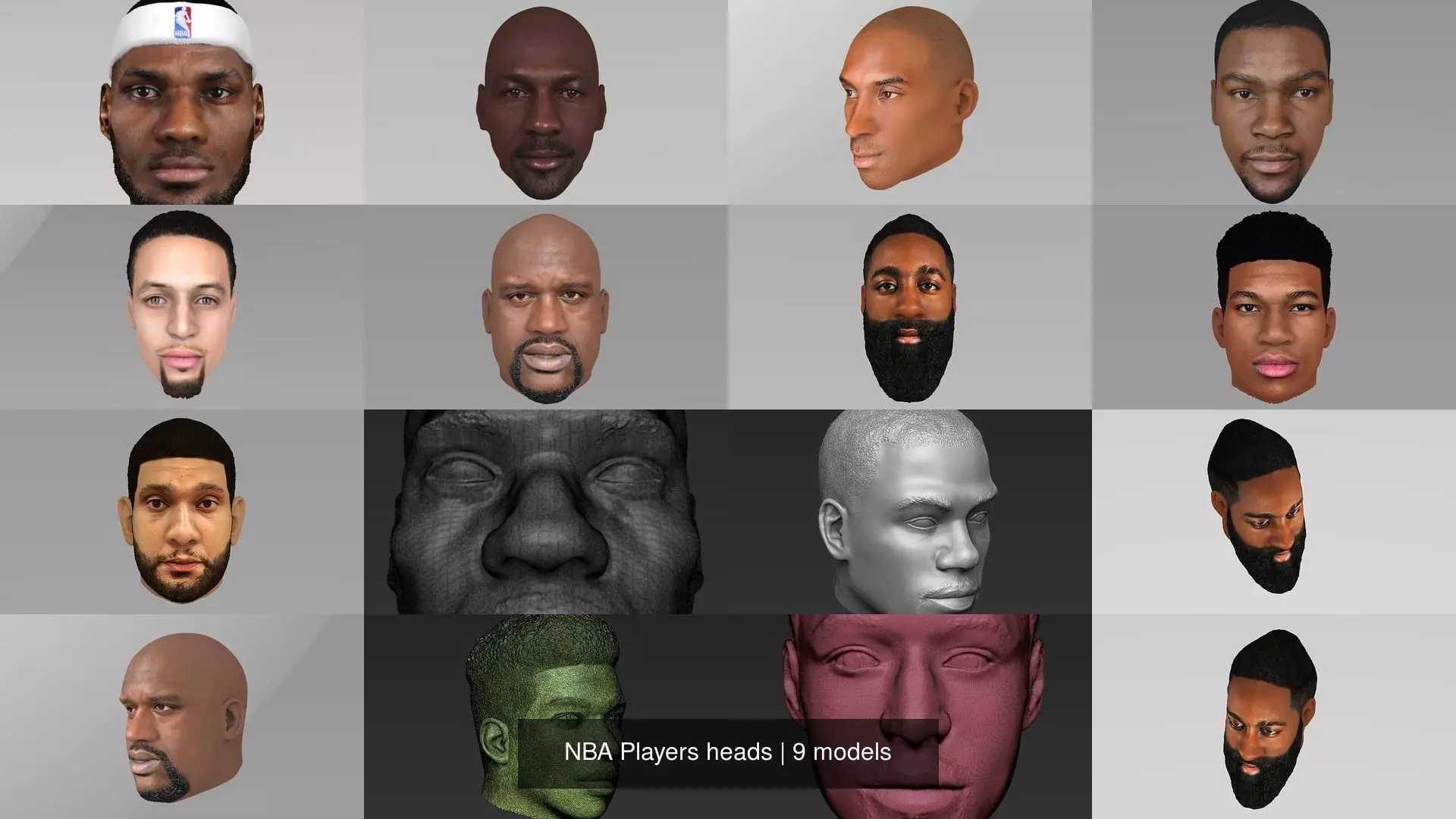 NBA Players heads 3D Model Collection_0