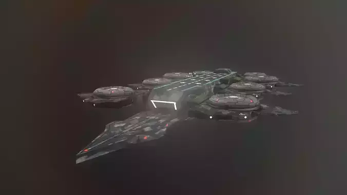 3D model    Cruiser ship  spaceship  low poly PBR