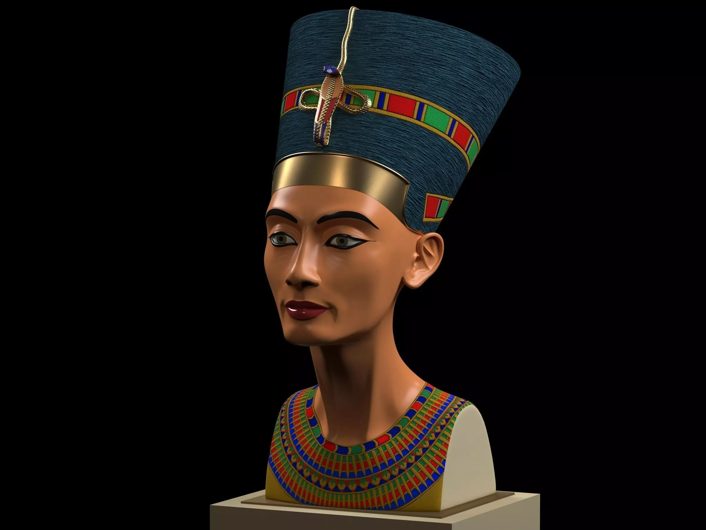 Nefertiti Bust restored 3D print model_0