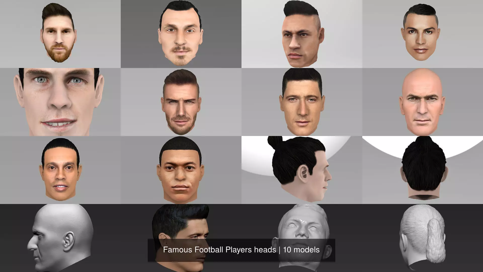 Famous Football Players heads 3D Model Collection_0