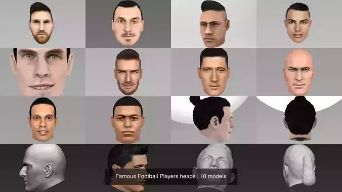 Famous Football Players heads 3D Model Collection