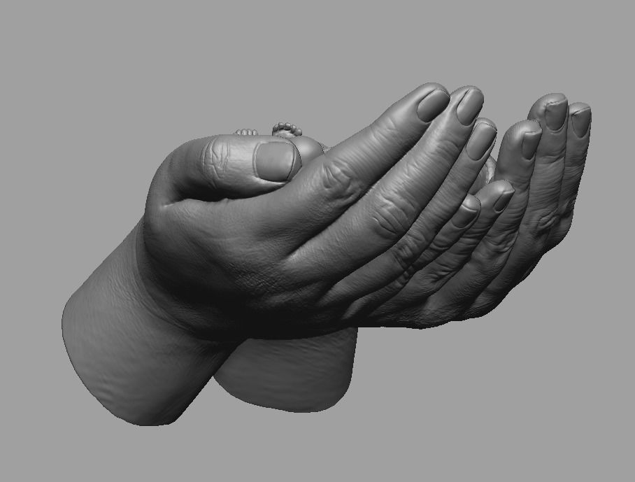 hands carrying sleeping baby 3D print model_46
