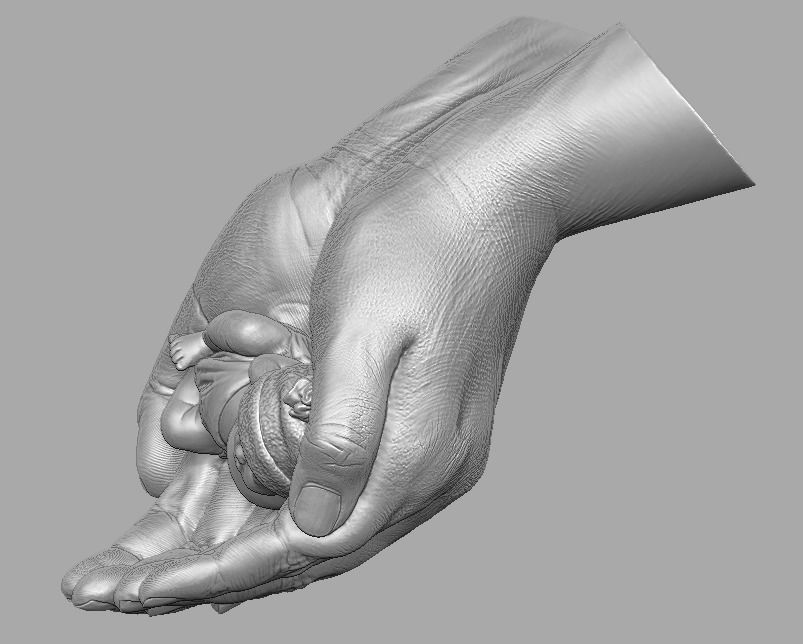 hands carrying sleeping baby 3D print model_11