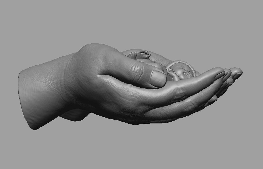 hands carrying sleeping baby 3D print model_51