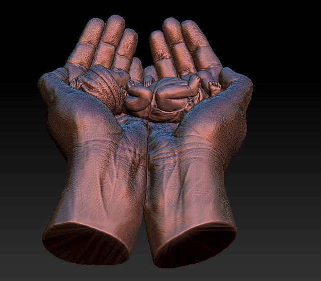 hands carrying sleeping baby 3D print model_33
