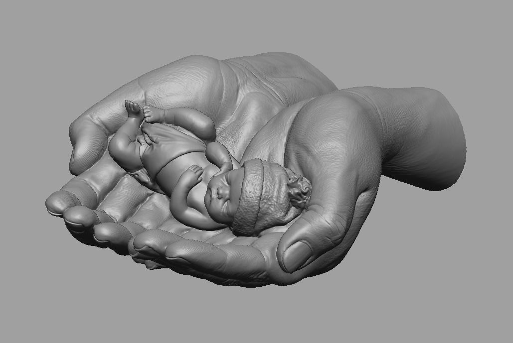 hands carrying sleeping baby 3D print model_63